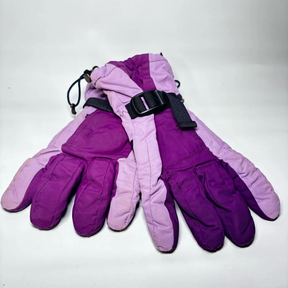 Girls Lands End Purple Lined Winter Gloves Youth LG